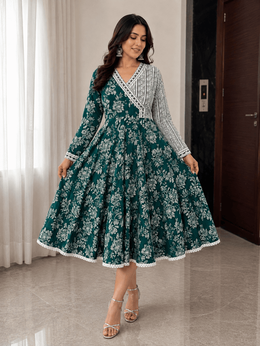 Stunning Green Floral NK FVD - Indian Dress House 786