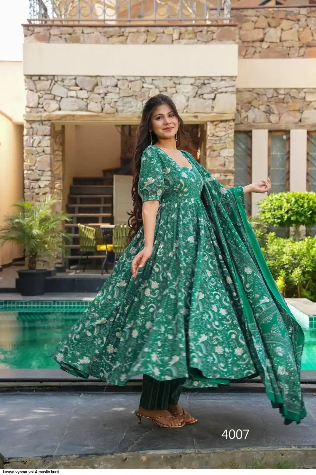 Stunning Green LC 4007 VMY FVD - Indian Dress House 786