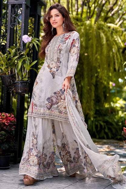 Stunning Grey Floral Sharara SHIV - Indian Dress House 786