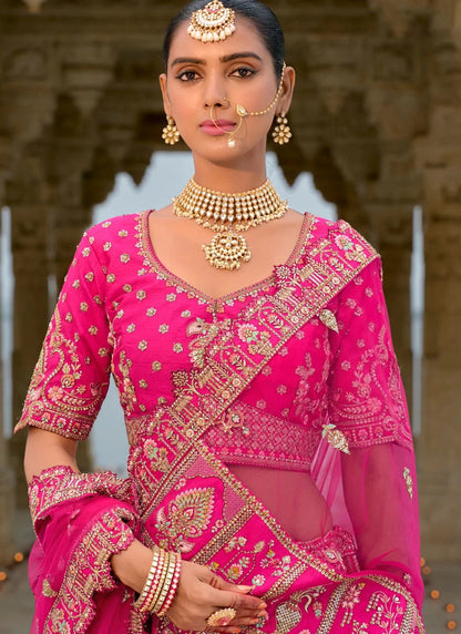 Stunning Heavy Bridal Pink & Red ANARL - Indian Dress House 786