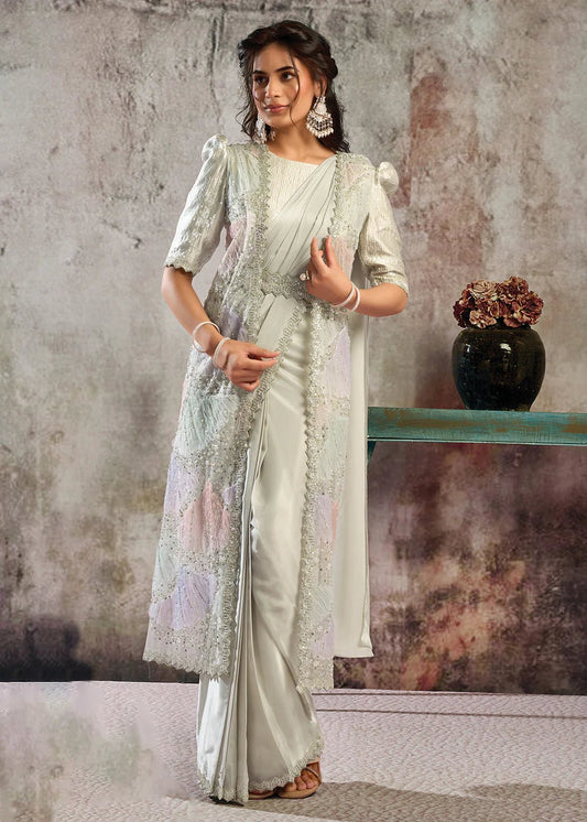 Stunning Ivory MHSS Saree - Indian Dress House 786