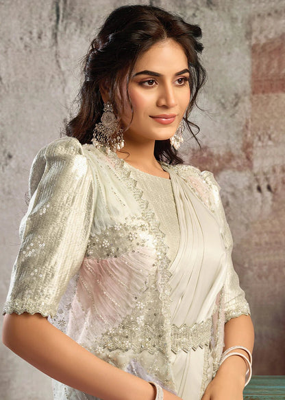 Stunning Ivory MHSS Saree - Indian Dress House 786