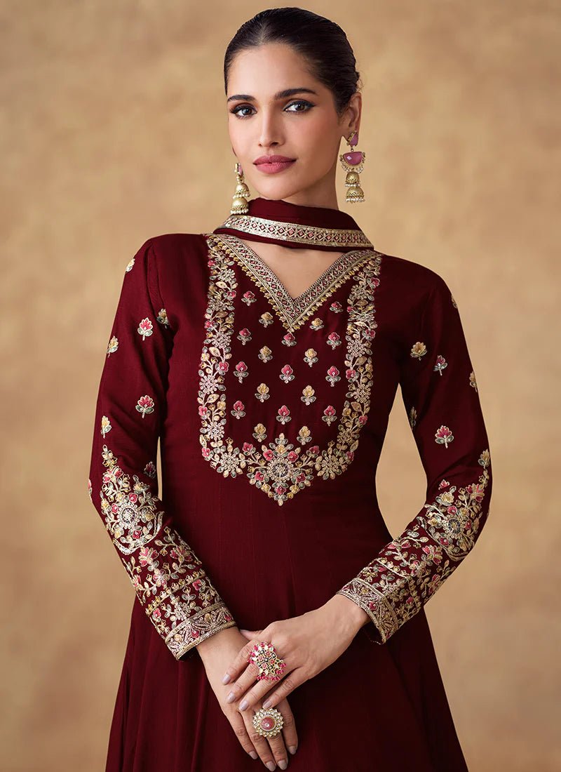 Stunning Maroon ASWG - Indian Dress House 786