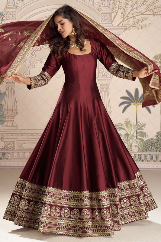Stunning Maroon SYRO - Indian Dress House 786