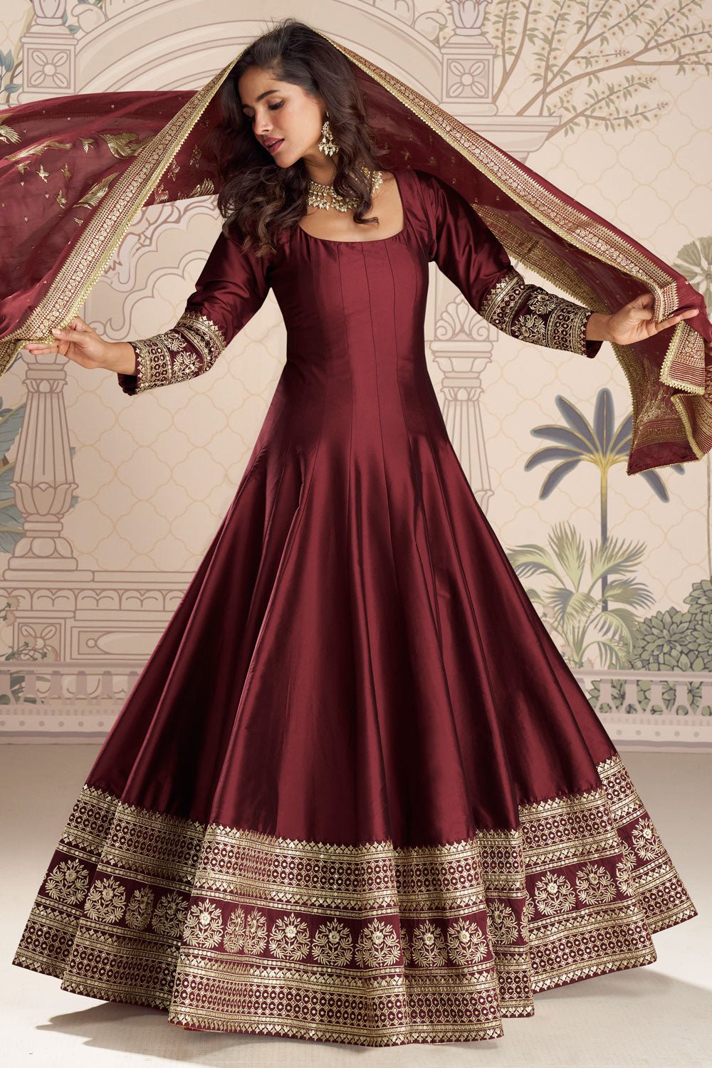 Stunning Maroon SYRO - Indian Dress House 786