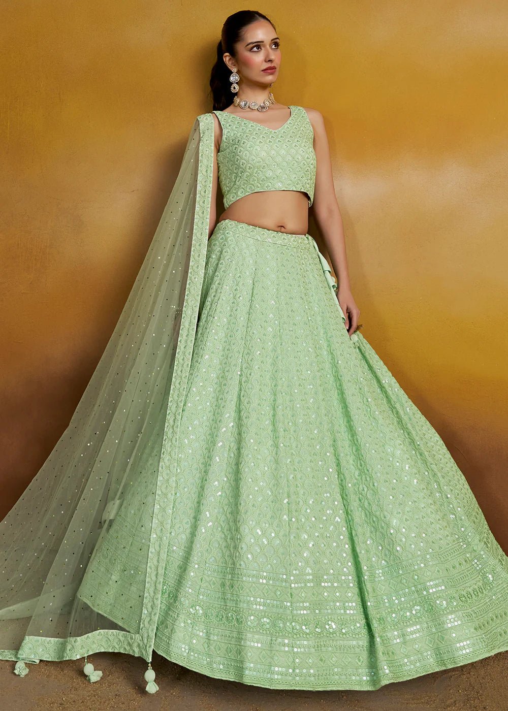 Stunning Mint Green ZFL - Indian Dress House 786