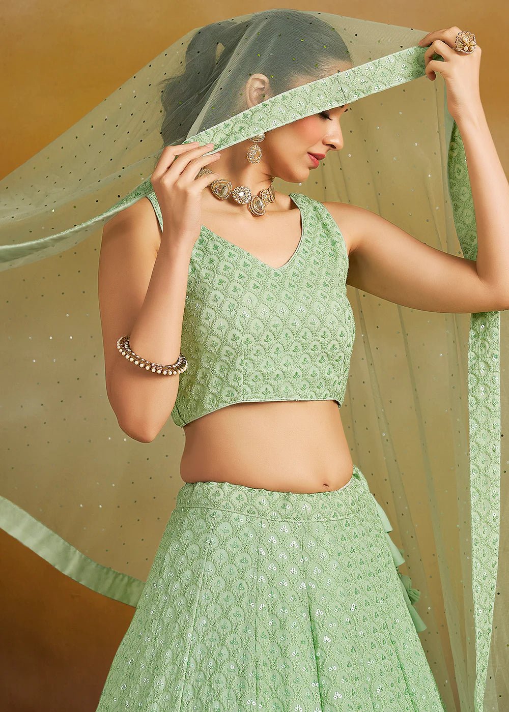 Stunning Mint Green ZFL - Indian Dress House 786
