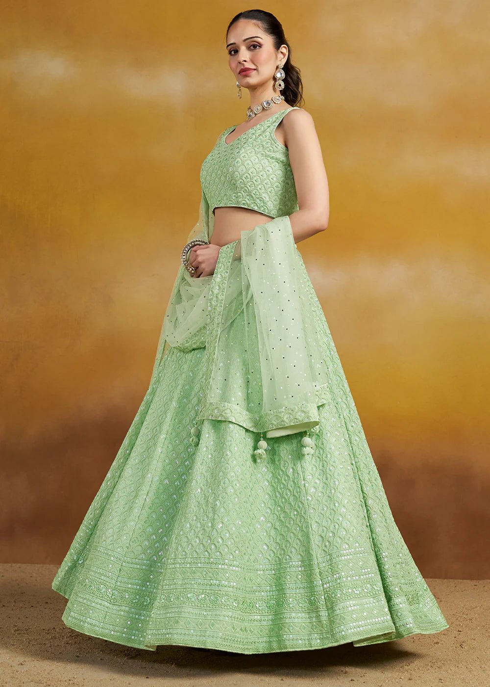 Stunning Mint Green ZFL - Indian Dress House 786