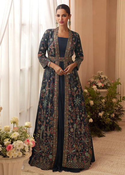 Stunning Night Blue Floral SYKJ - Indian Dress House 786
