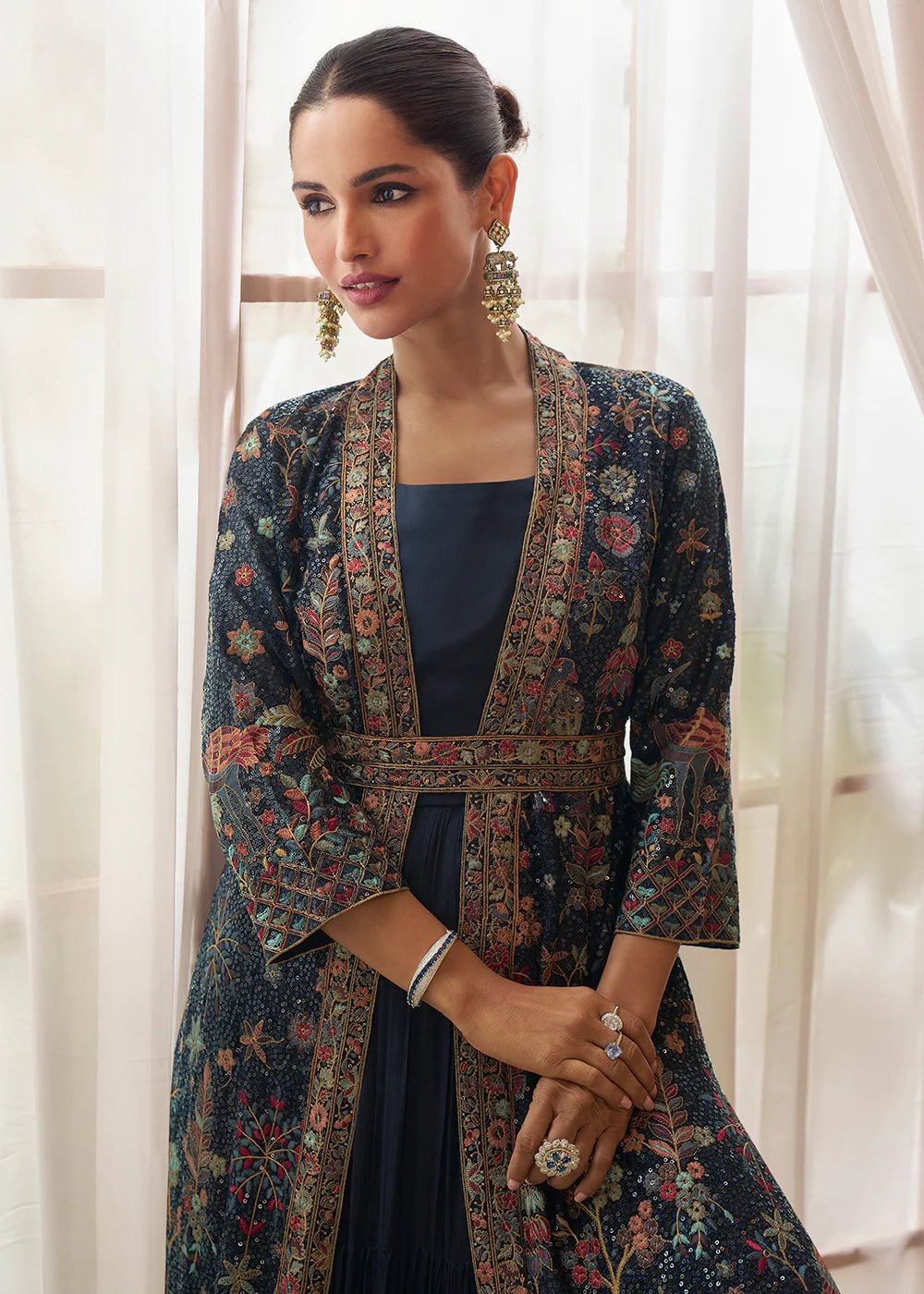 Stunning Night Blue Floral SYKJ - Indian Dress House 786