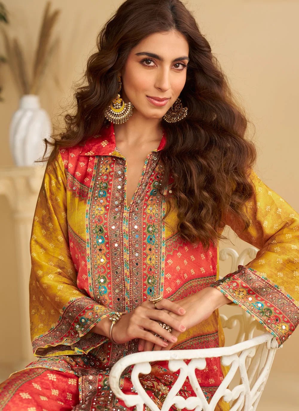Stunning Orange & Yellow SYARP - Indian Dress House 786