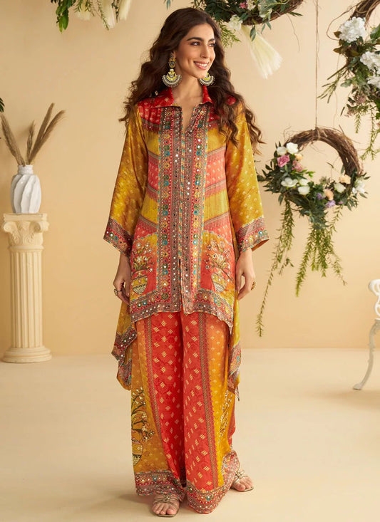 Stunning Orange & Yellow SYARP - Indian Dress House 786