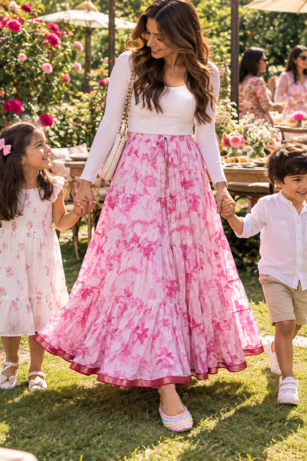 Stunning Pastel Pink Floral Skirts - Indian Dress House 786