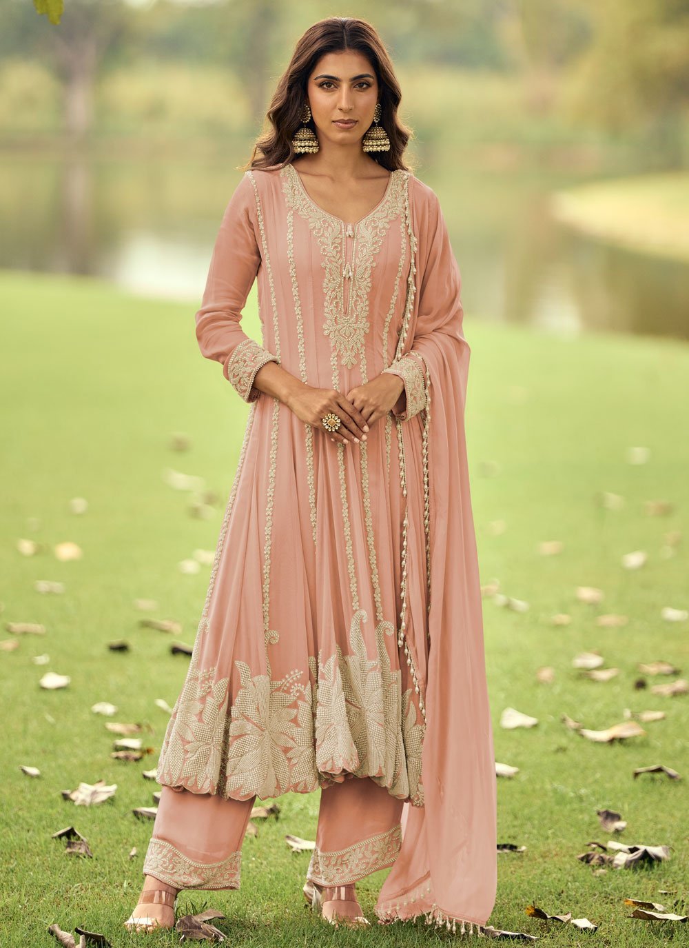 Stunning Peachy Pink SYIA - Indian Dress House 786