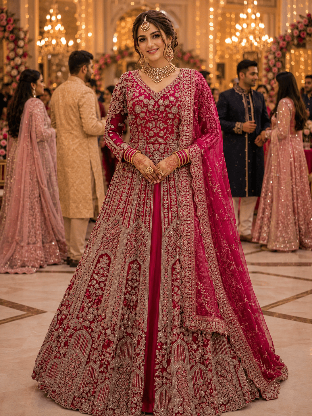 Stunning Pink Floral MBDL - Indian Dress House 786