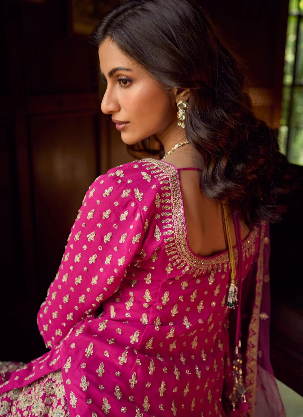 Stunning Pink Floral SSL - Indian Dress House 786