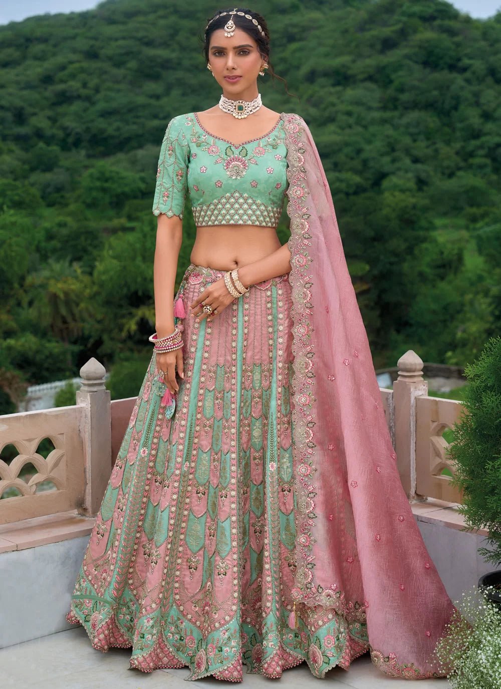 Stunning Pink & Mint ANARL - Indian Dress House 786