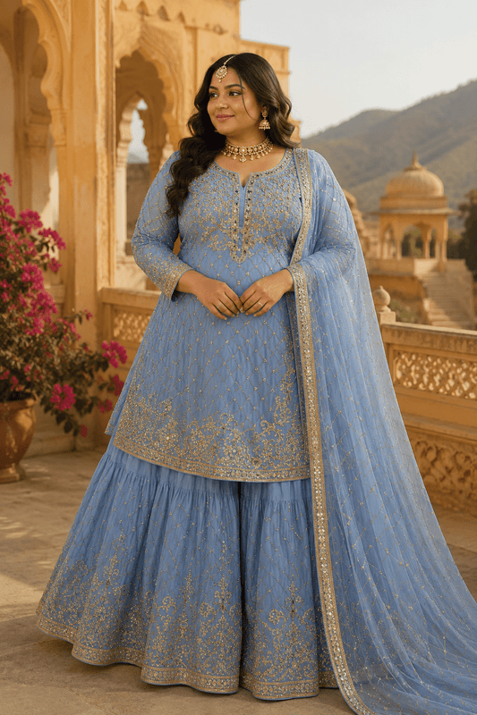 Stunning Powder Blue PSC - Indian Dress House 786
