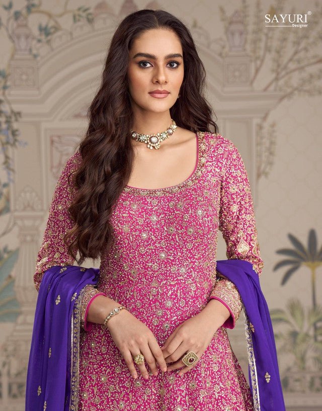 Stunning Purple & Blue SYSA - Indian Dress House 786