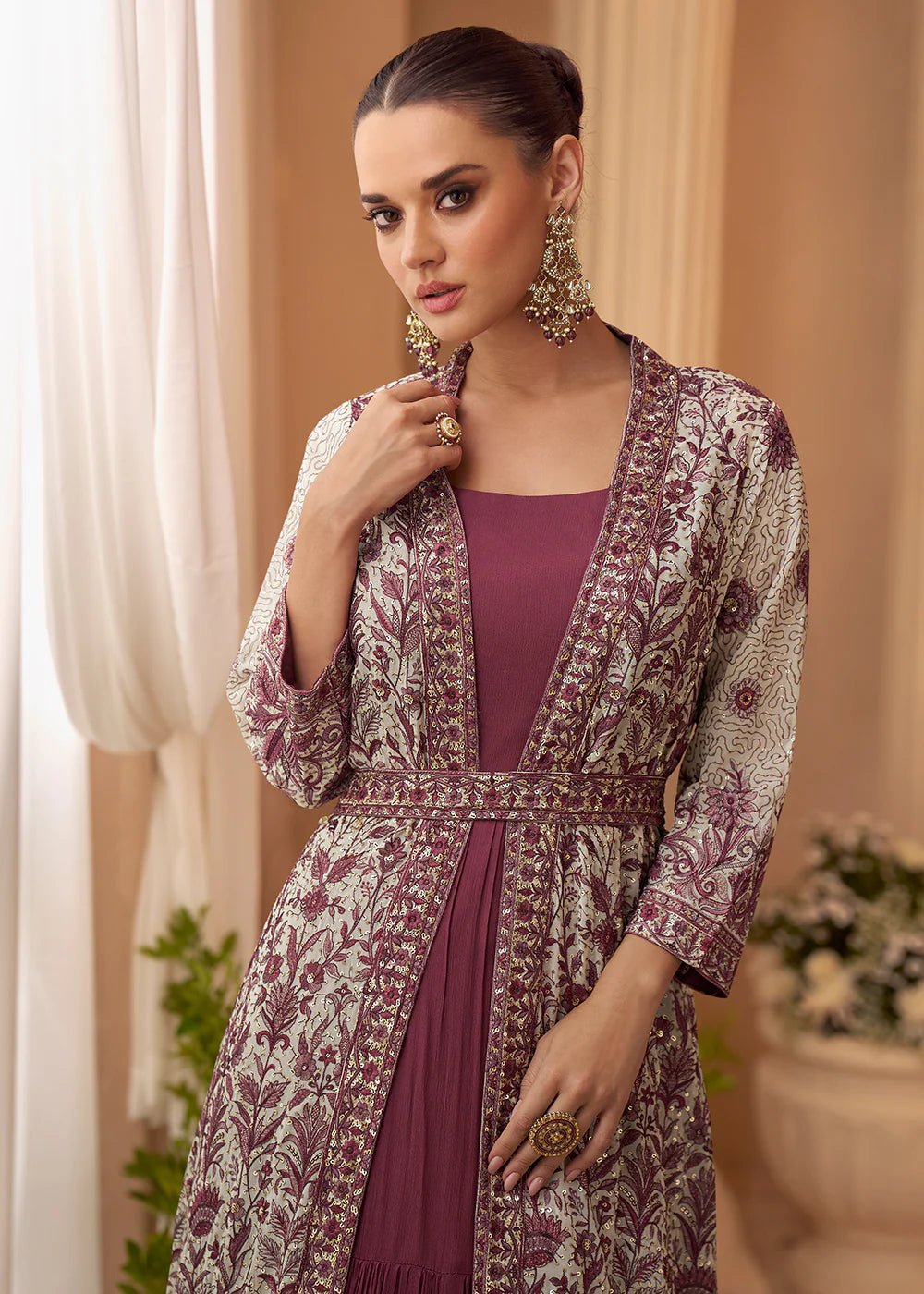 Stunning Purple Floral SYKJ - Indian Dress House 786