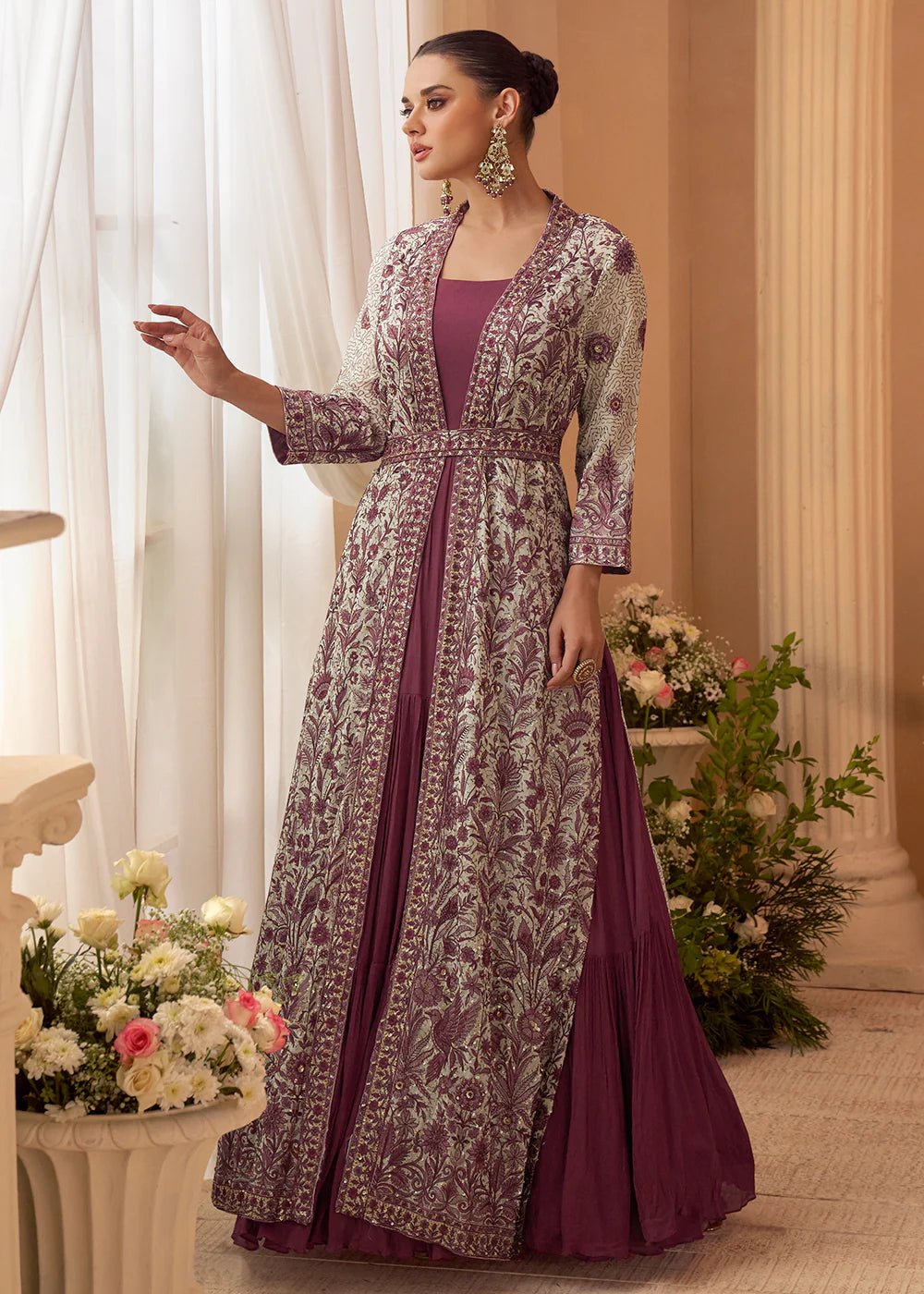 Stunning Purple Floral SYKJ - Indian Dress House 786