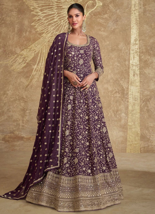 Stunning Purple Floral SYRG - Indian Dress House 786