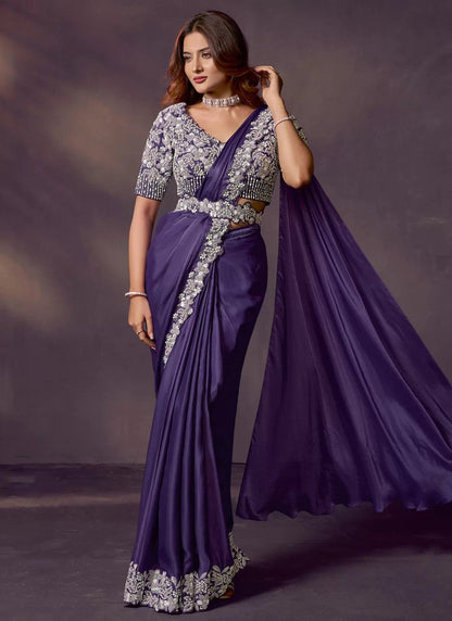 Stunning Purple & Silver Pearl MHC SAREE - Indian Dress House 786