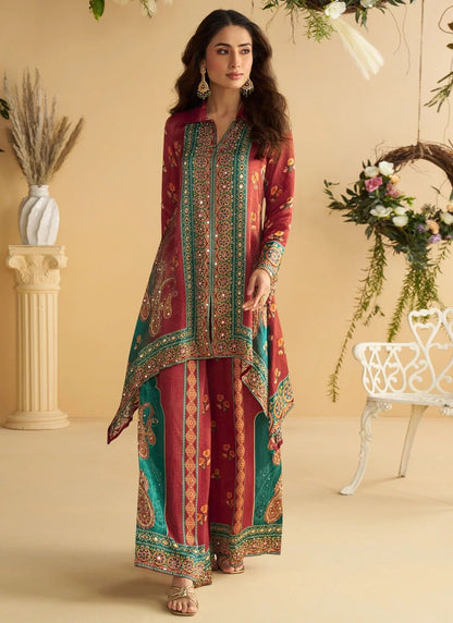 Stunning Red & Blue SYARP - Indian Dress House 786