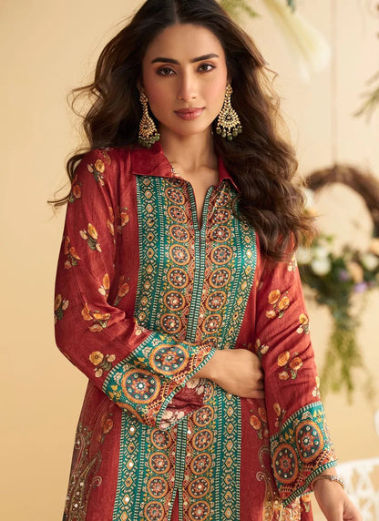 Stunning Red & Blue SYARP - Indian Dress House 786