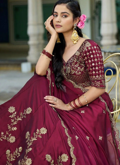 Stunning Red Floral L ZNL - Indian Dress House 786