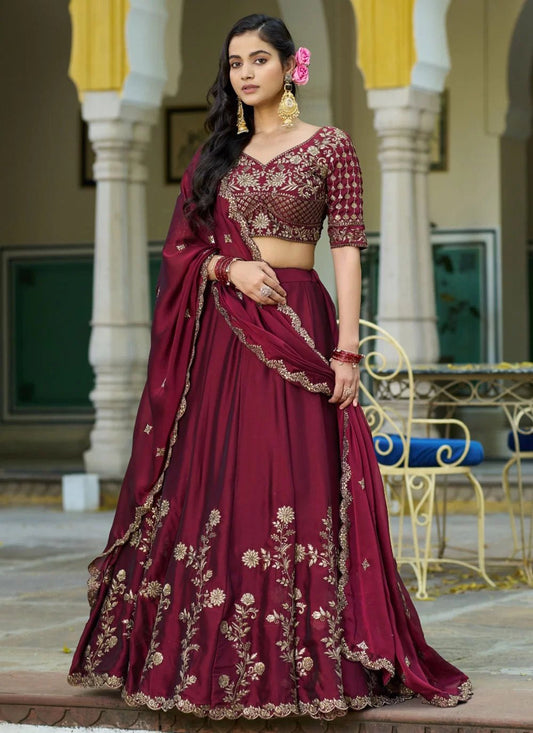 Stunning Red Floral L ZNL - Indian Dress House 786