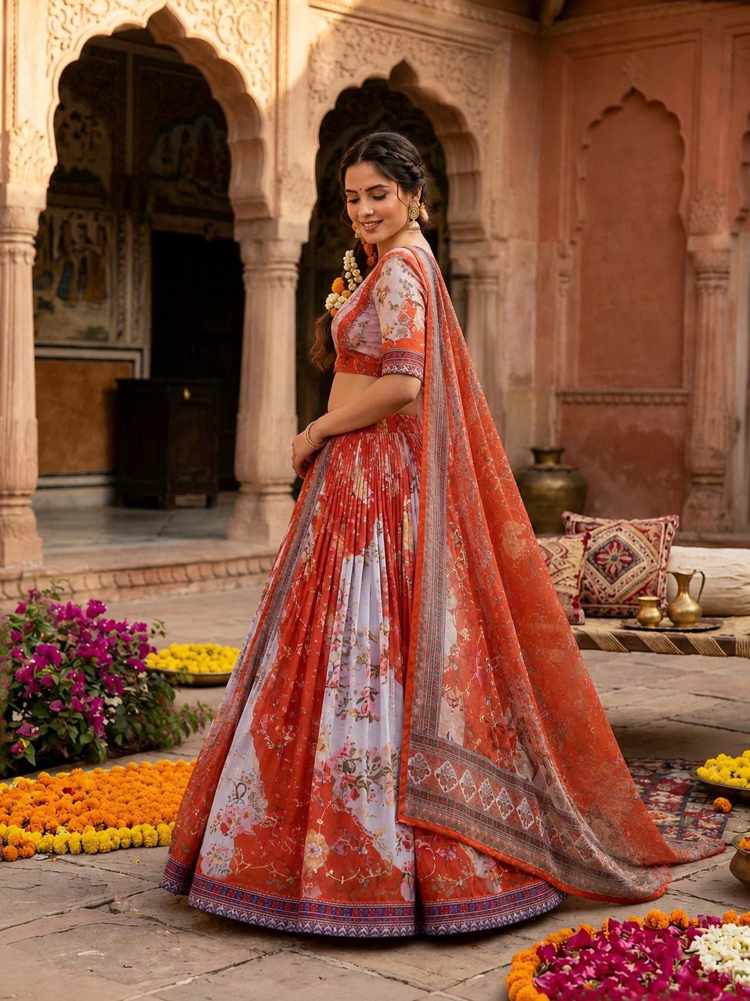 Stunning Red Floral ZNL - Indian Dress House 786