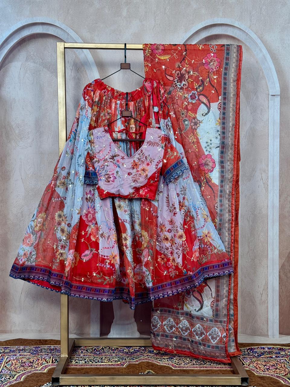 Stunning Red Floral ZNL - Indian Dress House 786