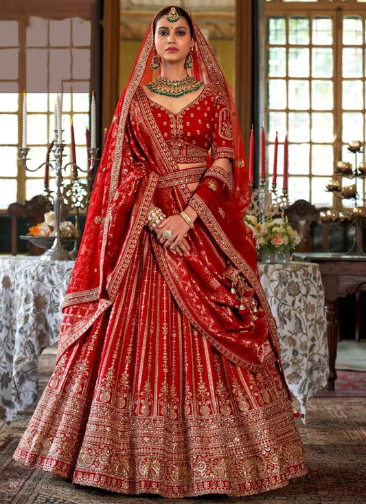 Stunning Red & Gold ALINE MJL - Indian Dress House 786