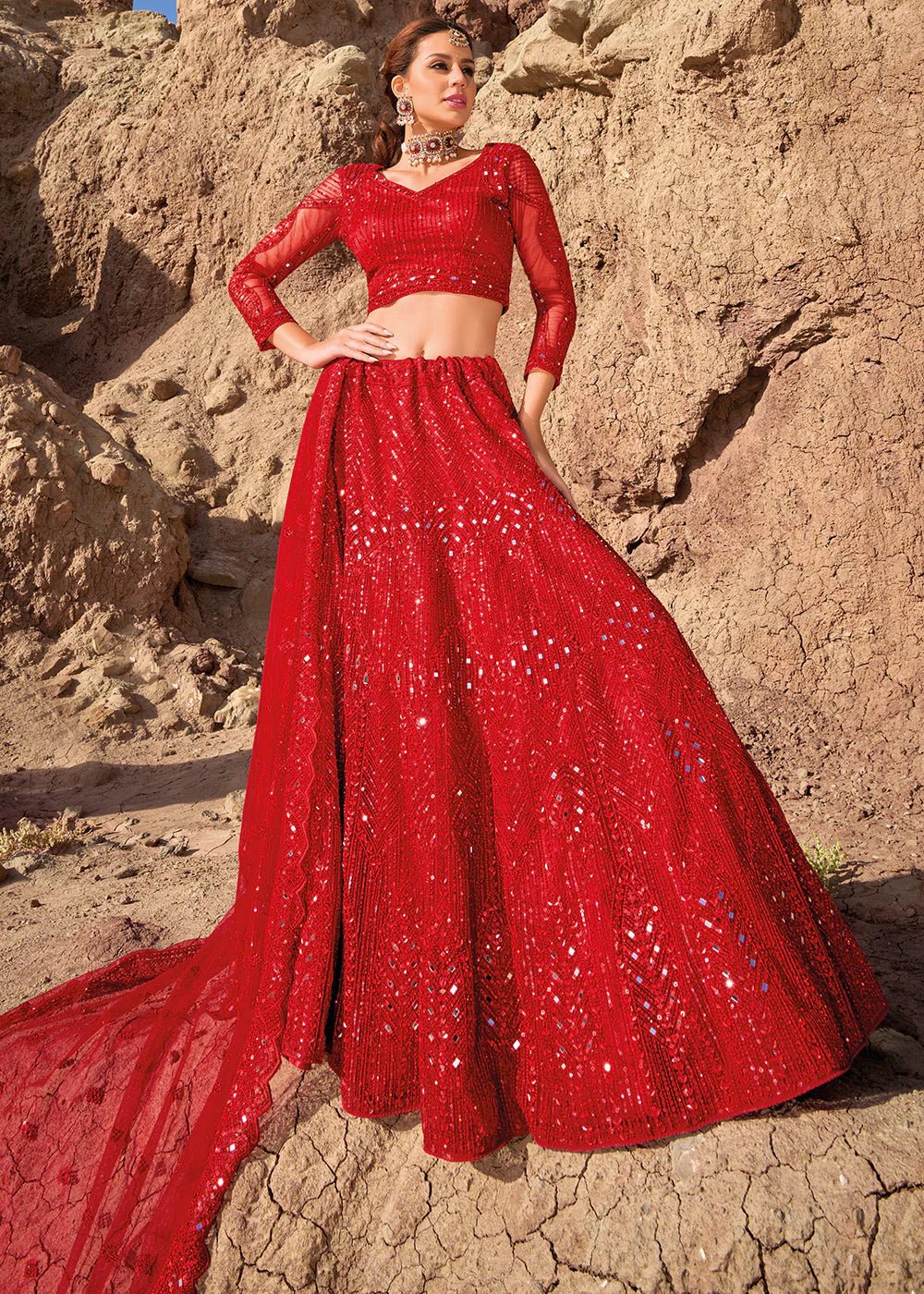 Stunning Red MNL - Indian Dress House 786