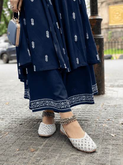 Stunning Silver & White Checkered Jutti - Indian Dress House 786