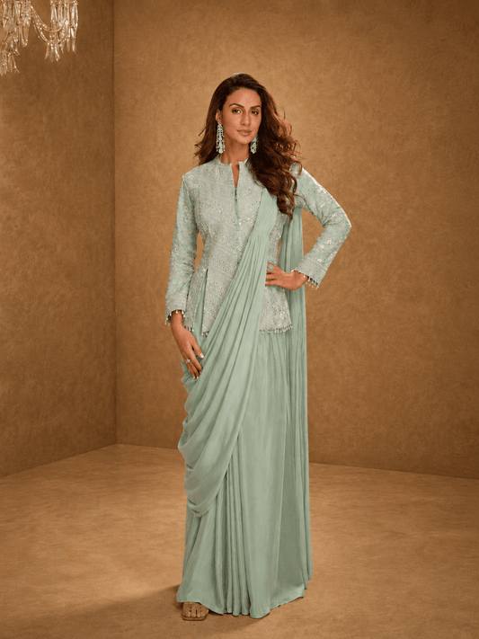 Stunning Soft Pastel Mint Green GKM - Indian Dress House 786