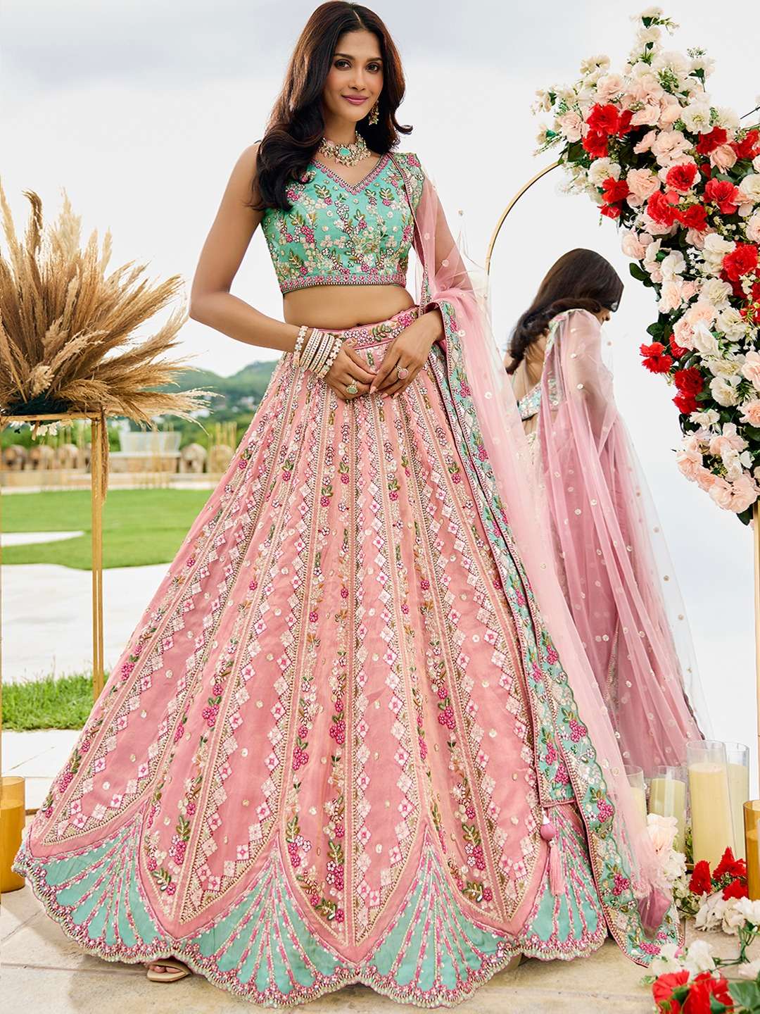Stunning Soft Pink & Blue CCL - Indian Dress House 786
