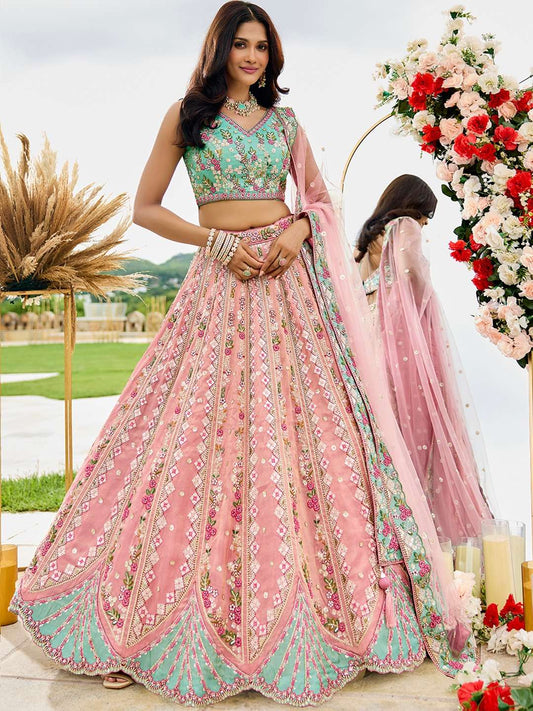 Stunning Soft Pink & Blue CCL - Indian Dress House 786