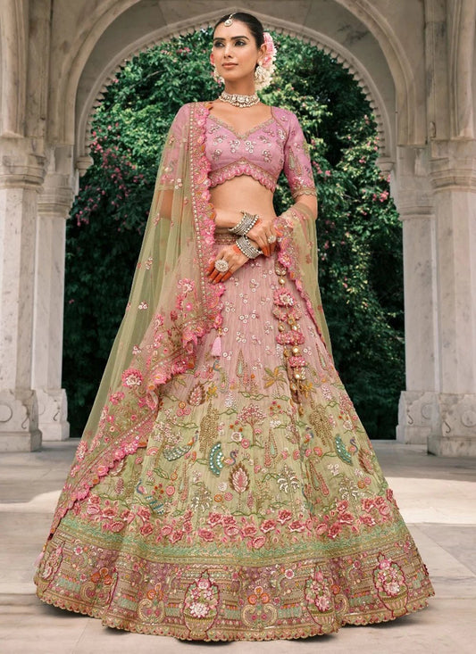 Stunning Soft Pink & Green Floral ABCL - Indian Dress House 786