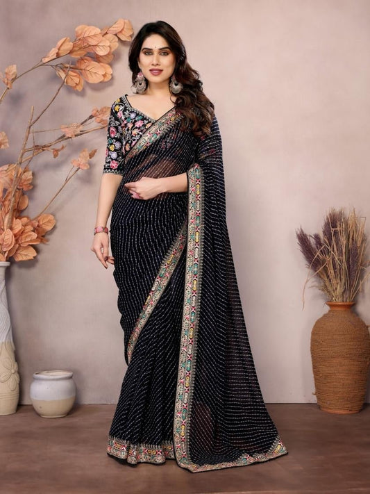 Stunning Striped Sakhi Saree - Indian Dress House 786