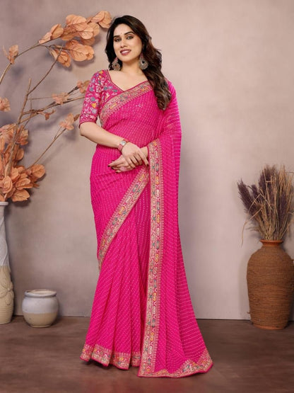Stunning Striped Sakhi Saree - Indian Dress House 786