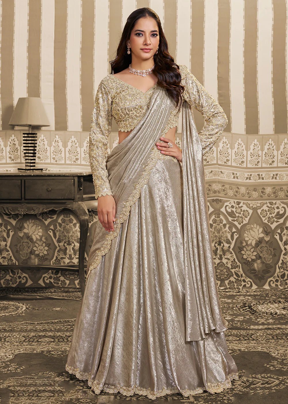 Stunning Timeless Cream Floral MNL - Indian Dress House 786