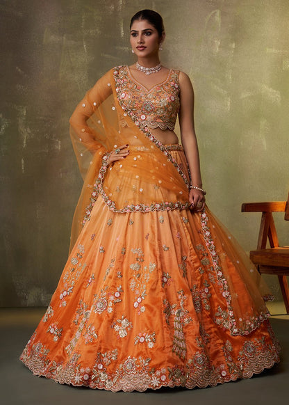 Stunning Two Tone Orange ACLS - Indian Dress House 786
