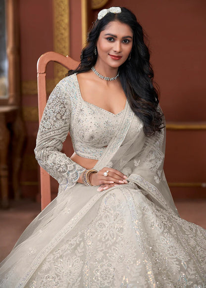 Stunning White Floral ANTL - Indian Dress House 786