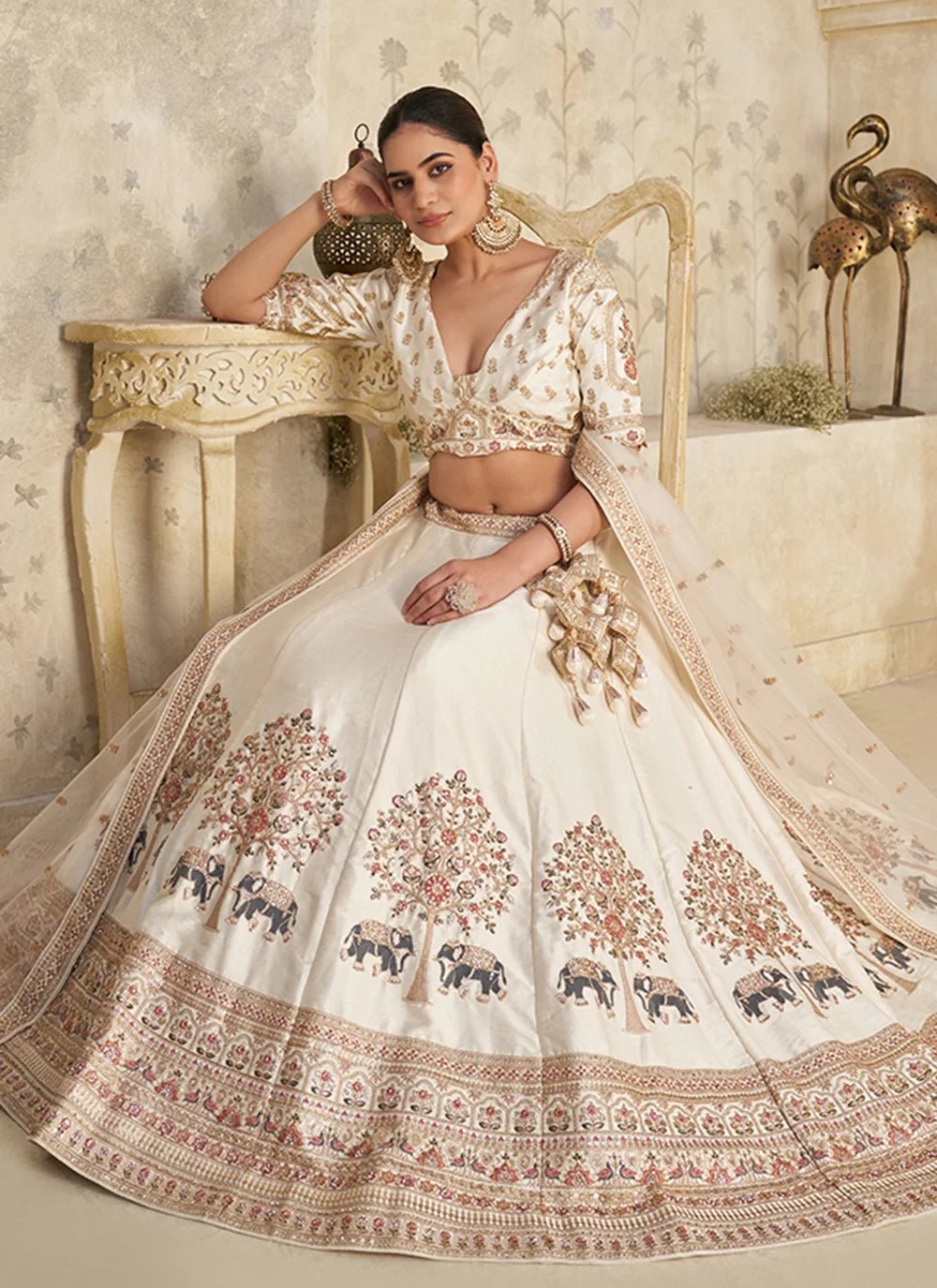 Stunning White & Gold KFBL - Indian Dress House 786