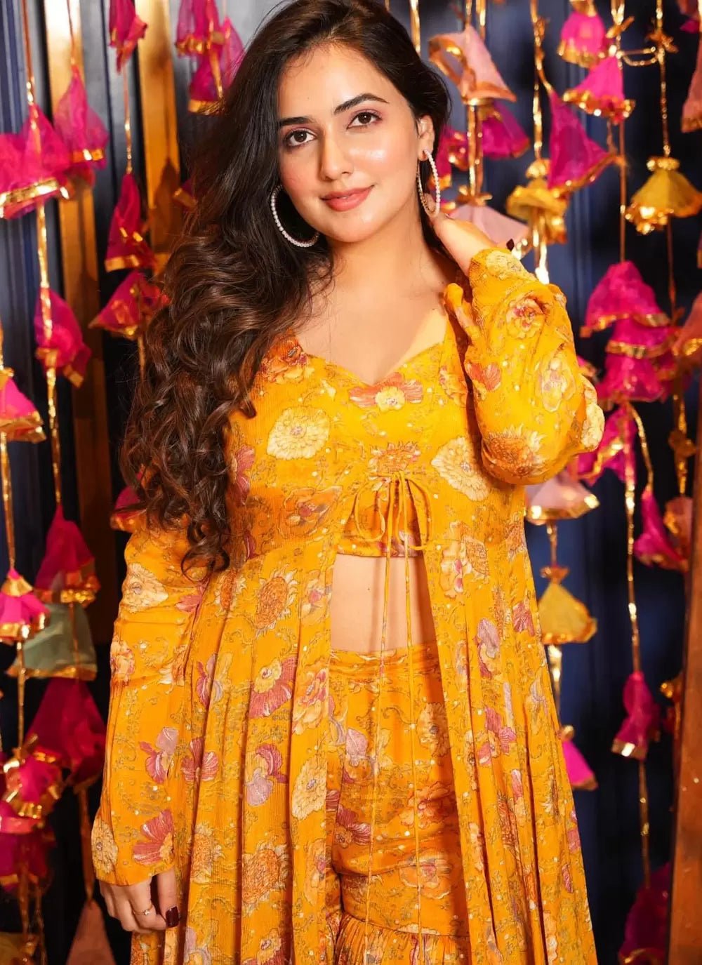 Stunning Yellow Floral LC 101 FVD - Indian Dress House 786