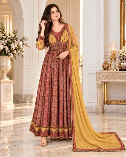 Stunning Yellow & Pink MC ANJZ FVD - Indian Dress House 786