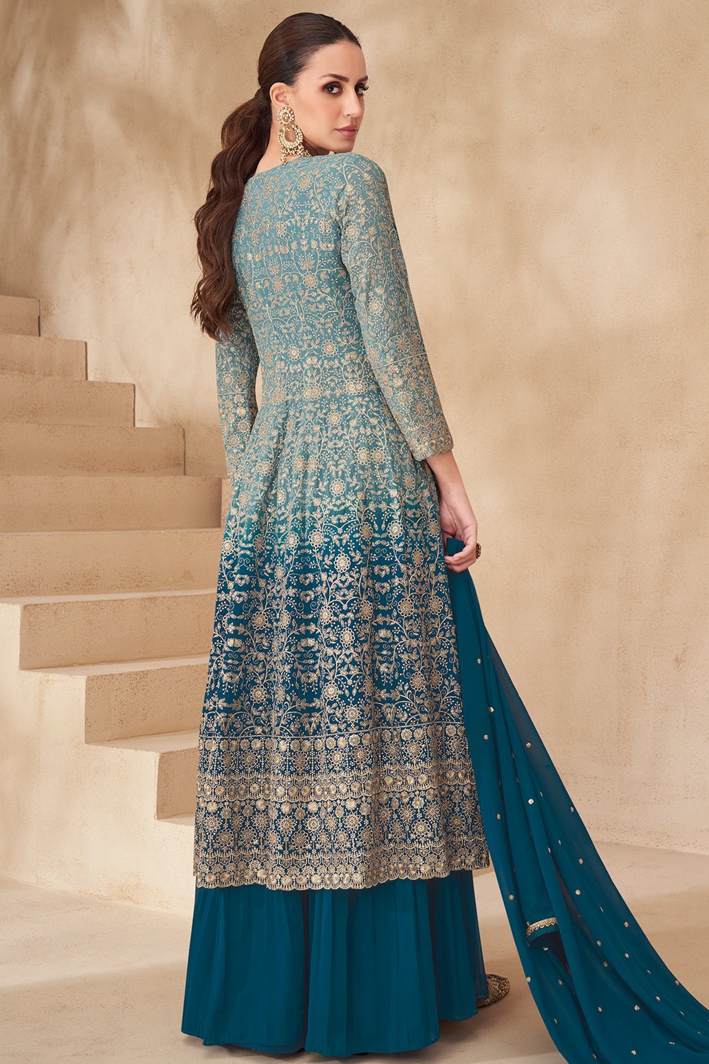 Stylish Blue Two Tone AGNP - Indian Dress House 786