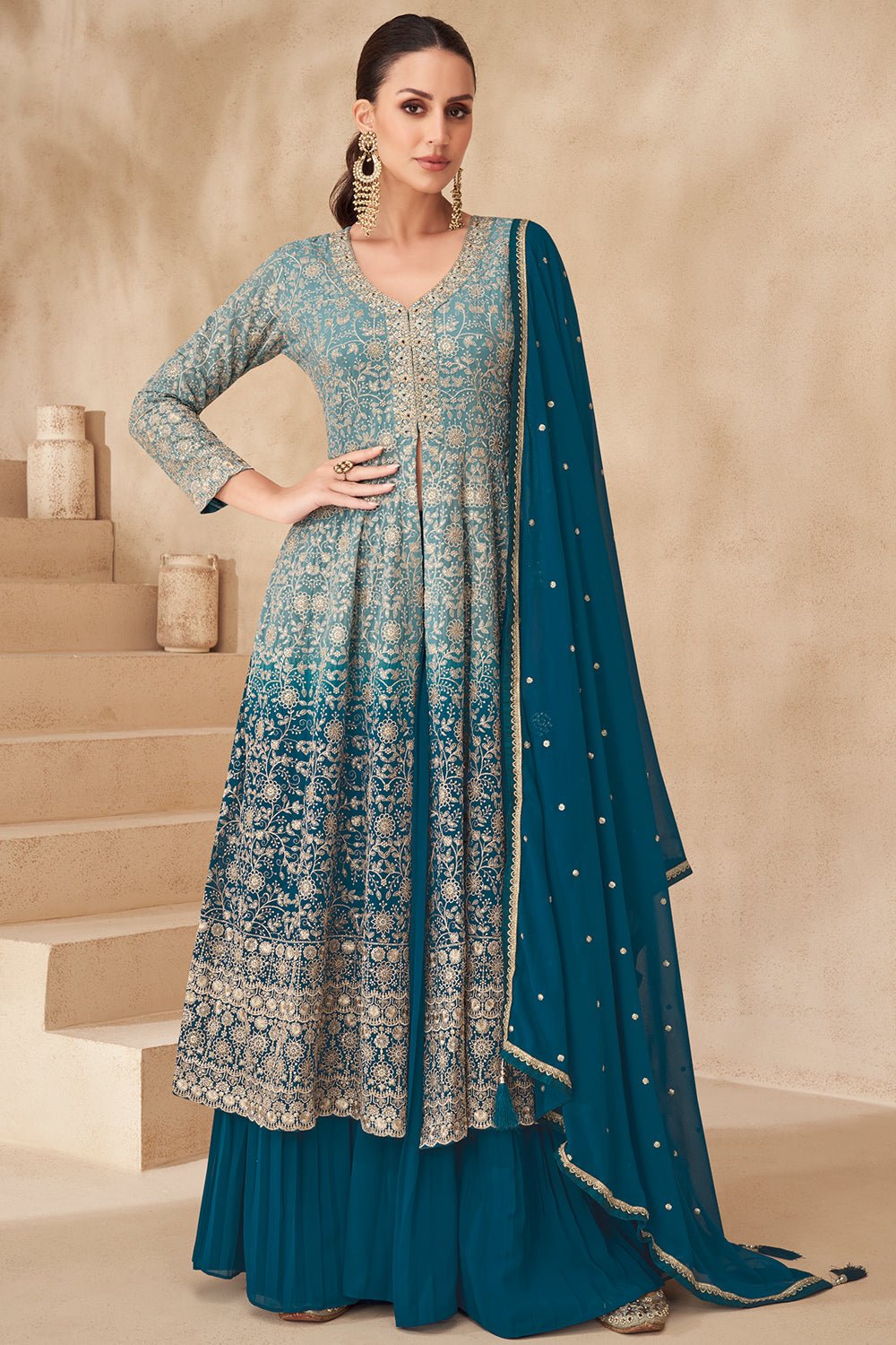 Stylish Blue Two Tone AGNP - Indian Dress House 786